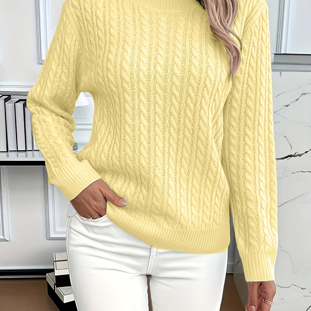 Women's Cable-Knit Round Neck Sweater