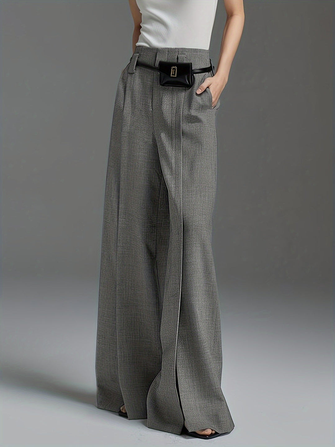 Wide-Leg Slit Trousers for Women