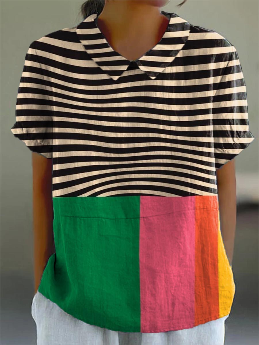 Multicolor Stylish Bold Stripes and Color Block Shirt