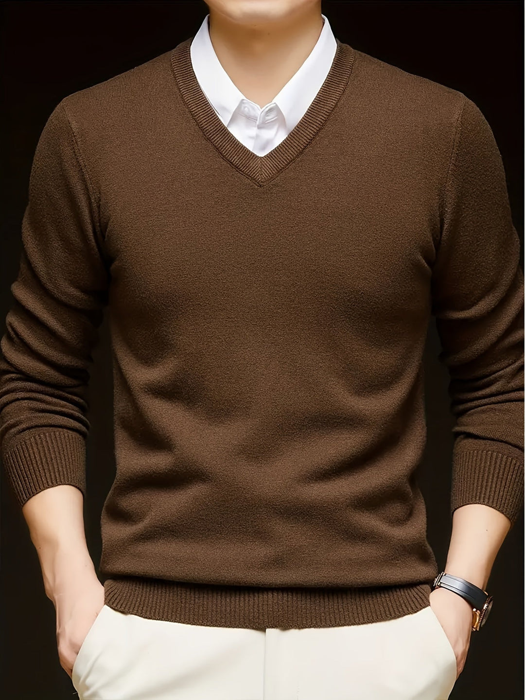 Refined V-Neck Sweater for Men