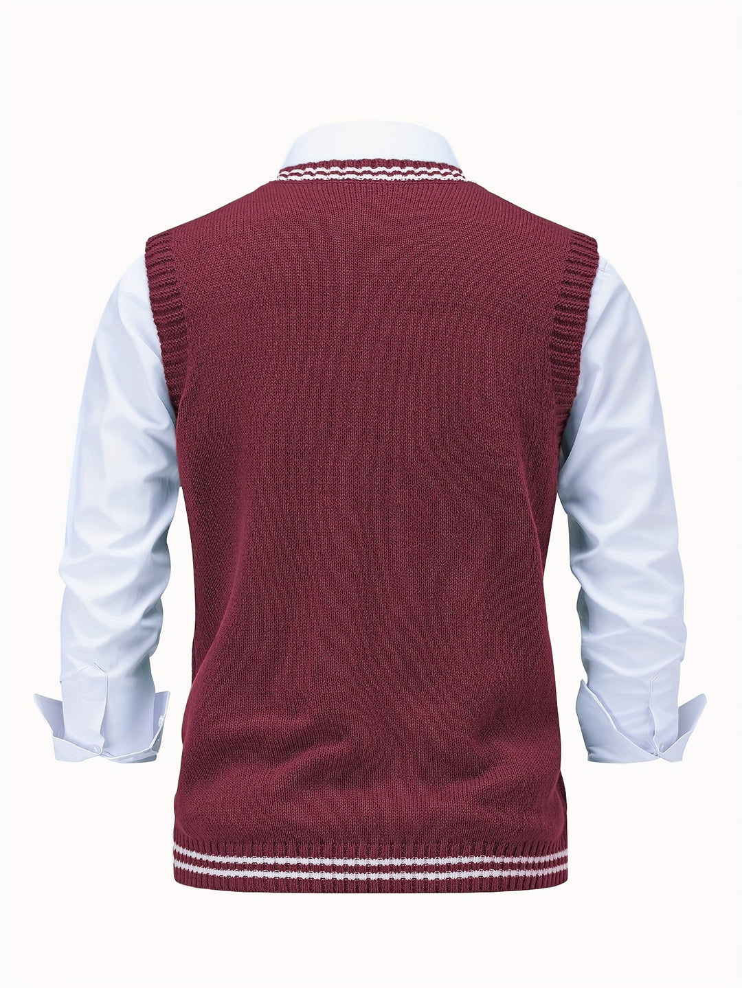 Cable-Knit V-Neck Sweater Vest for Men, Dark Gray