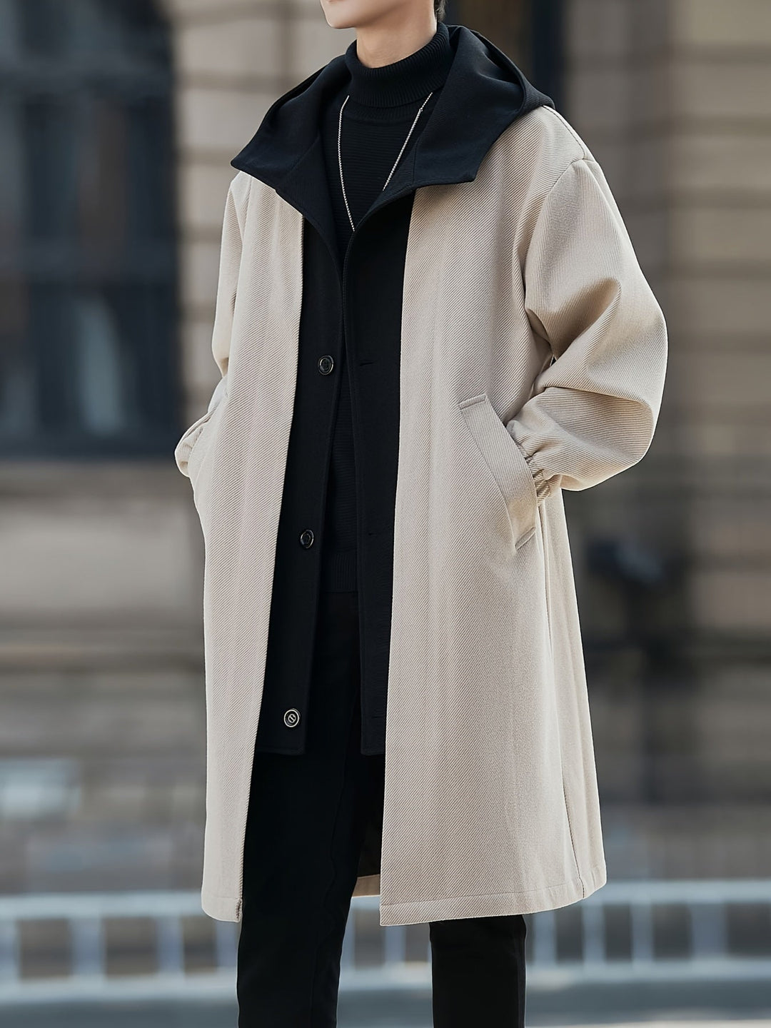 Hooded Longline Coat, Men's Refined Fit
