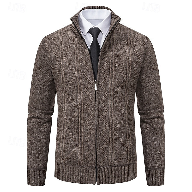 Textured Zip-Up Cardigan for Men