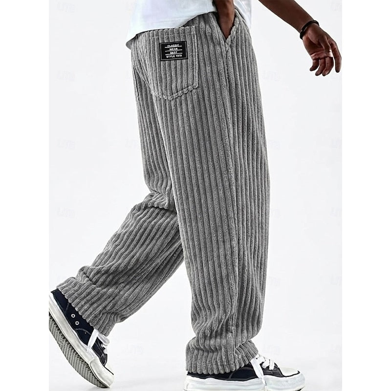 Ribbed Straight-Leg Pants for Men