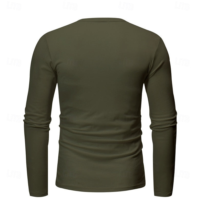 Classic Long-Sleeve Henley for Men, Plus Size