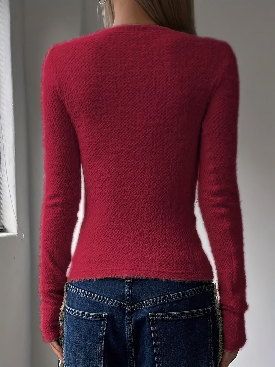 Plush Long Sleeve Top for Women, Soft Style