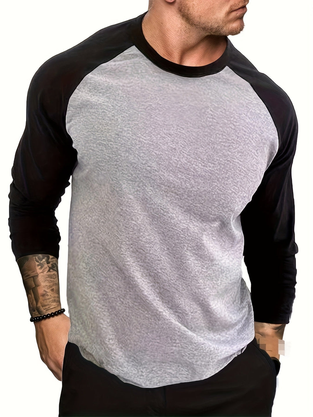 Two-Tone Raglan Long-Sleeve Top for Men