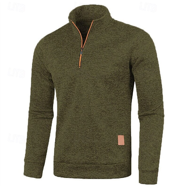 Quarter-Zip Textured Pullover Sweater for Men, Plus Size
