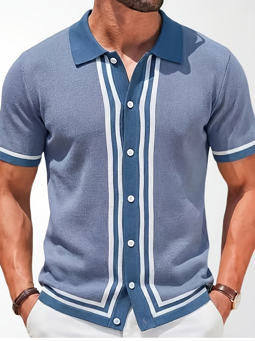 Striped Short Sleeve Shirt for Men