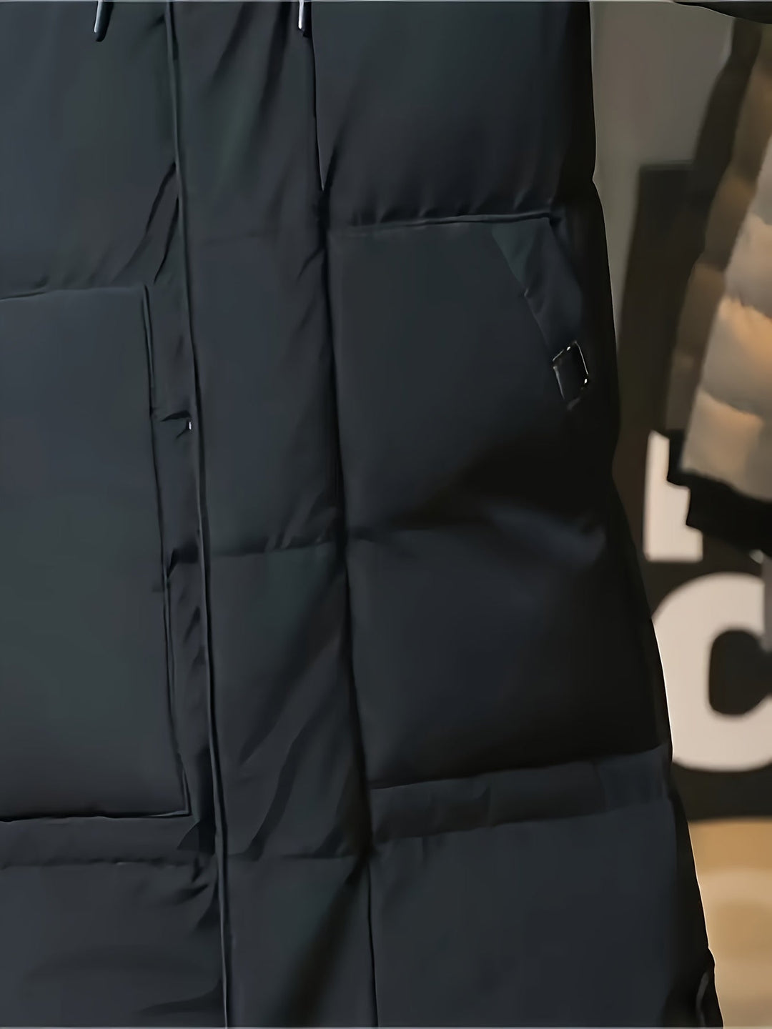 Hooded Longline Puffer Coat for Men, Plus Size