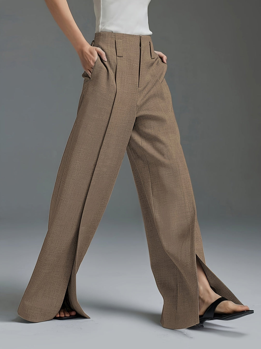 Wide-Leg Slit Trousers for Women