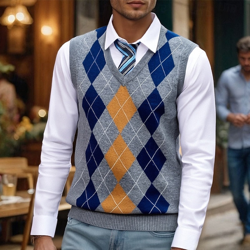 Argyle Sweater Vest for Men, Classic Style