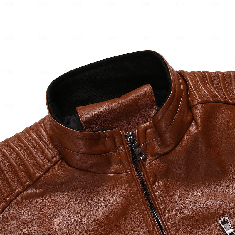 Stand-Collar Biker Jacket, Men's Classic Fit