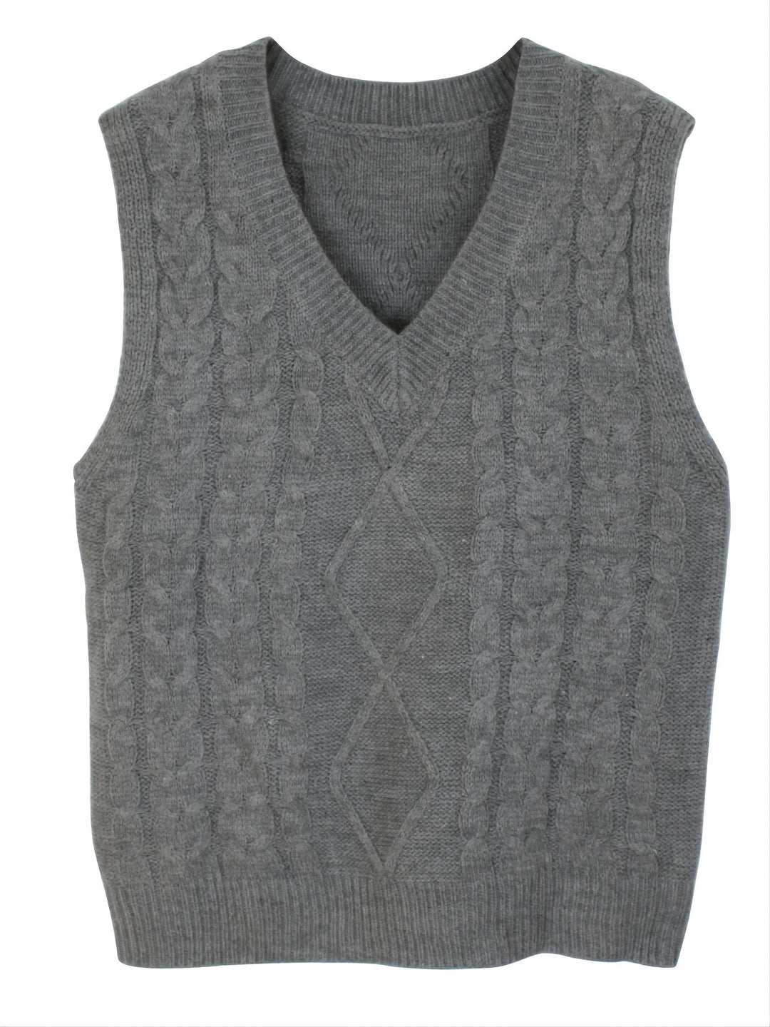 Ladies Cozy Cable-Knit V-Neck Sweater Vest