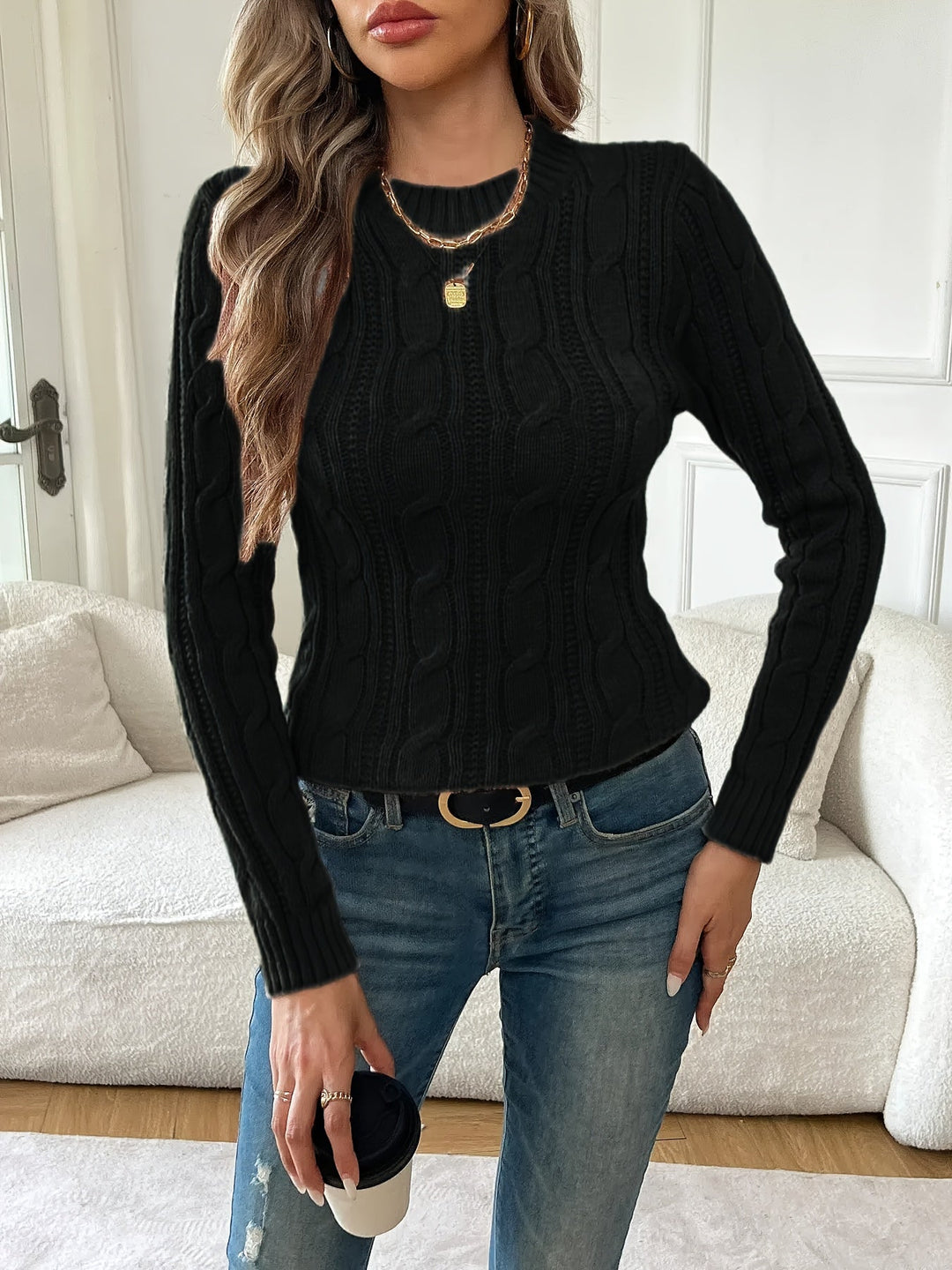 Twist-Knit Sweater for Women, Classic Style