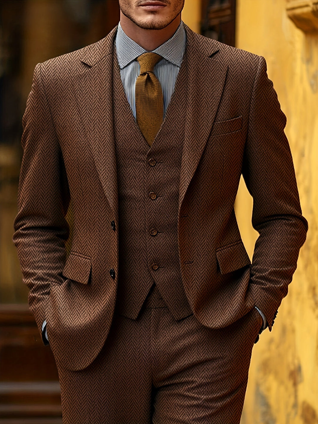 Refined Three-Piece Suit for Men, Plus Size