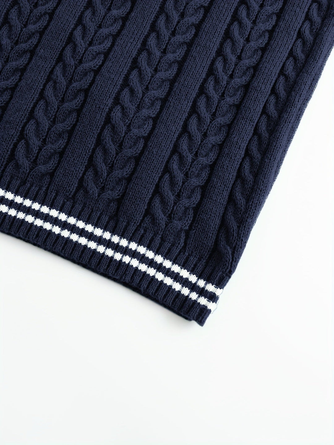 Cable-Knit V-Neck Sweater Vest for Men, Dark Gray