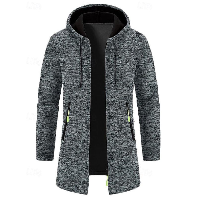Hooded Longline Coat for Men, Plus Size