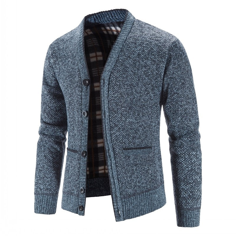 Button-Front V-Neck Cardigan for Men