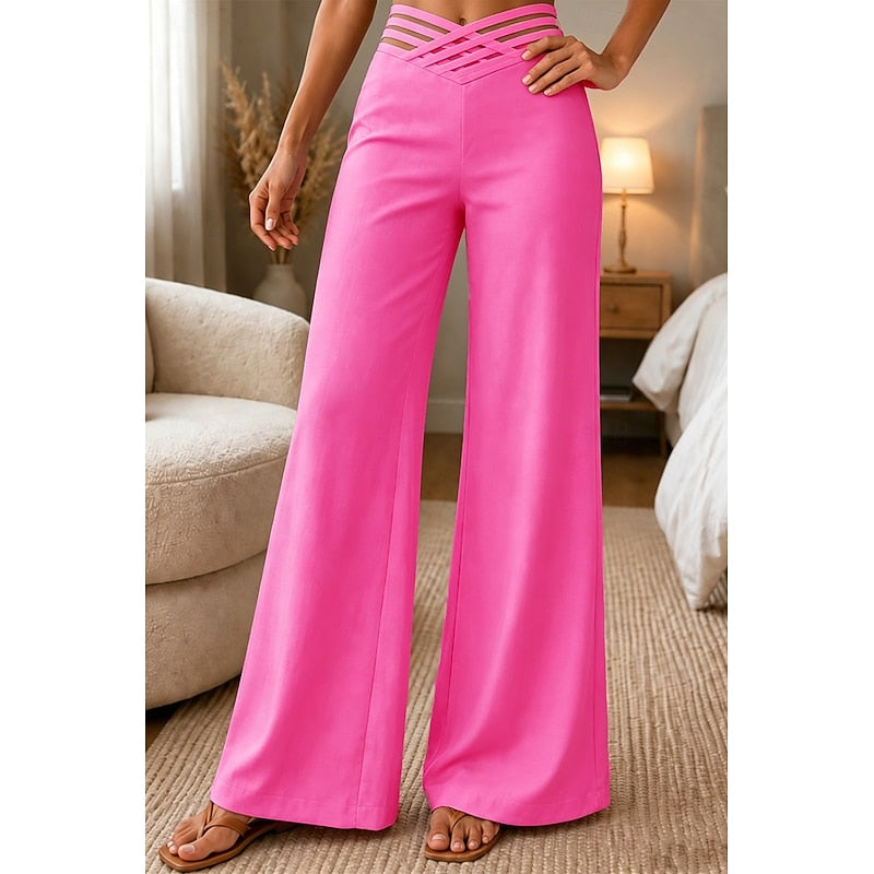 High-Waist Wide-Leg Trousers for Women, Plus Size