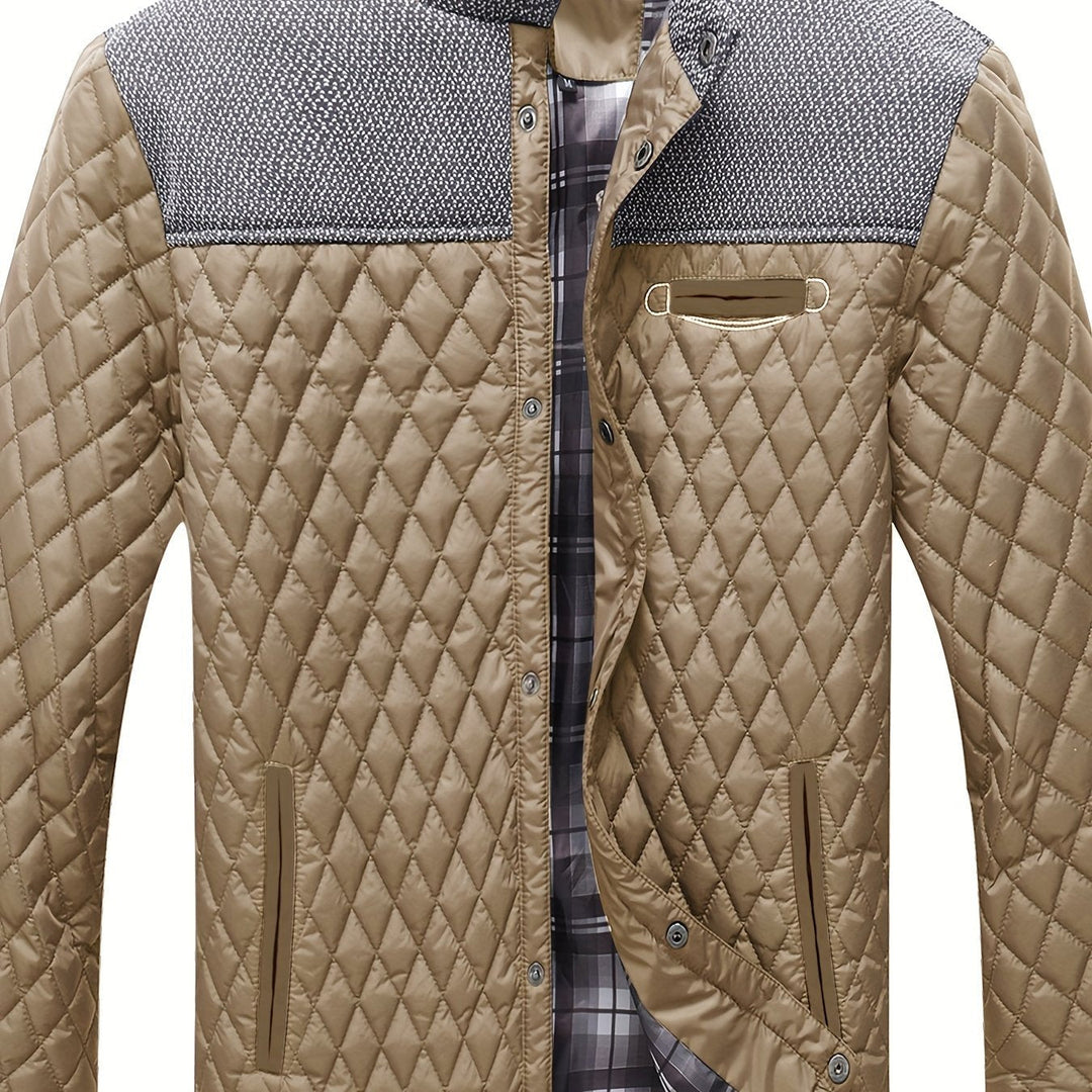 Plus Size Quilted Stand-Collar Jacket for Men