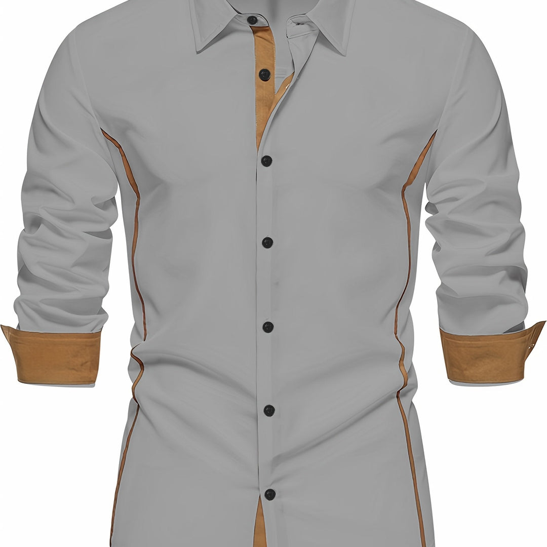 Contrast-Trim Slim Shirt for Men, Plus Size