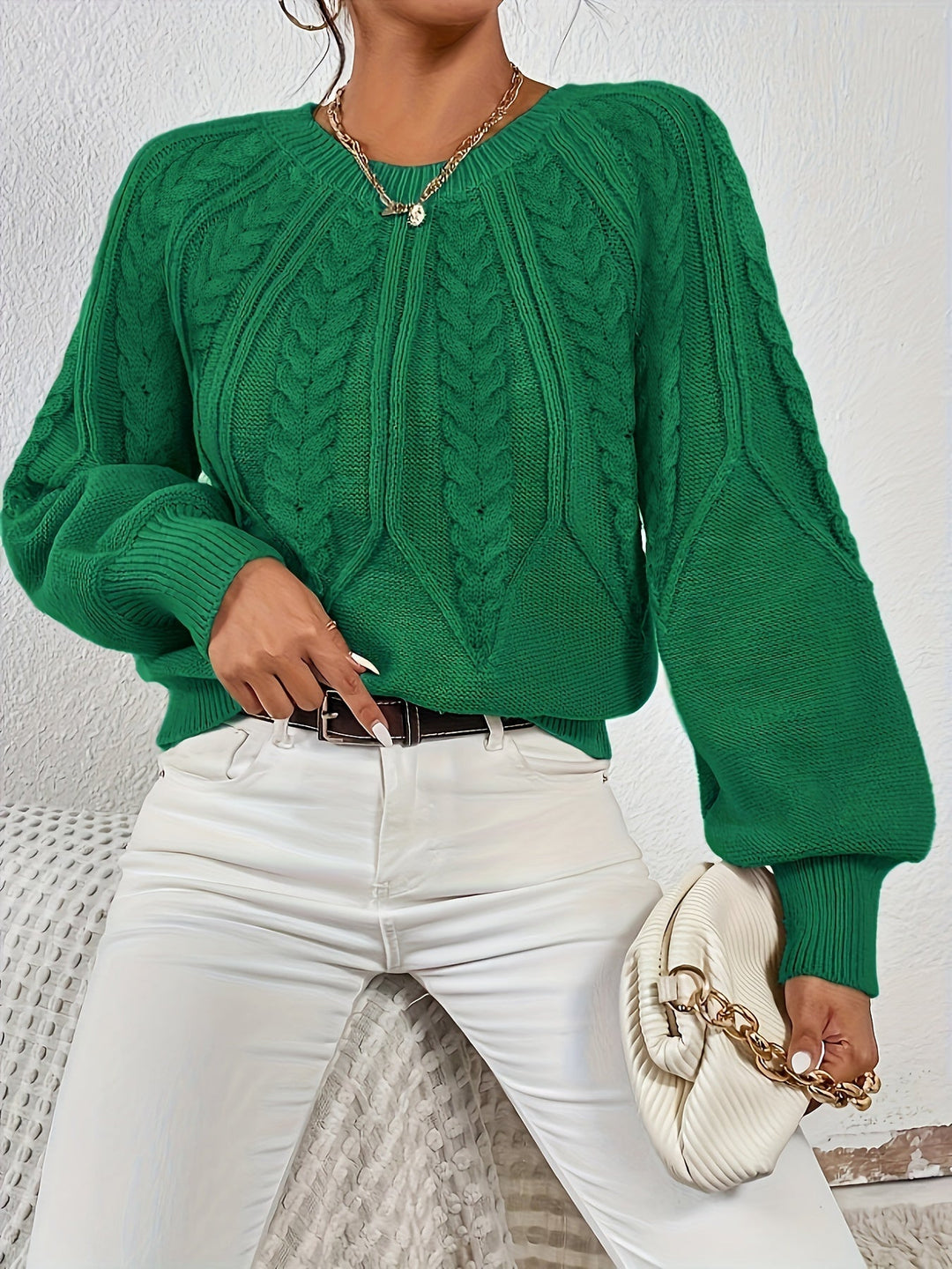 Relaxed Cable-Knit Sweater for Women