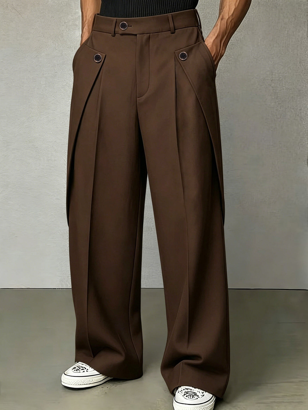 Pleated Wide-Leg Trousers for Men
