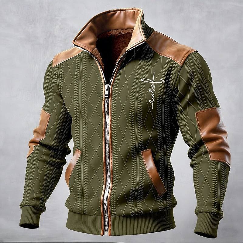 Refined Stand-Collar Jacket for Men, Plus Size