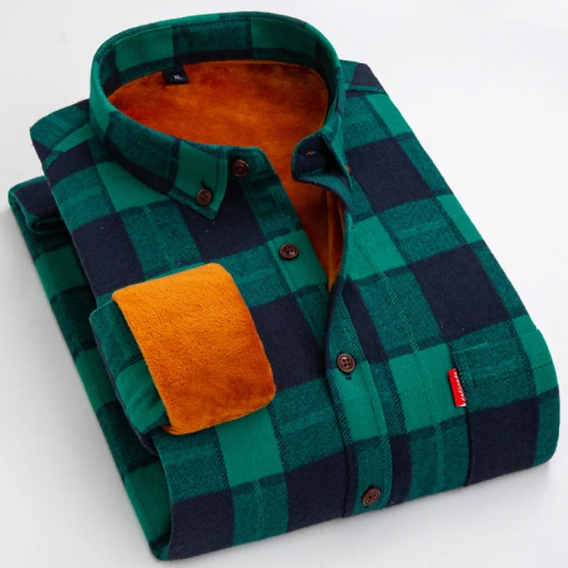Green Checked Christmas Overshirt for Men