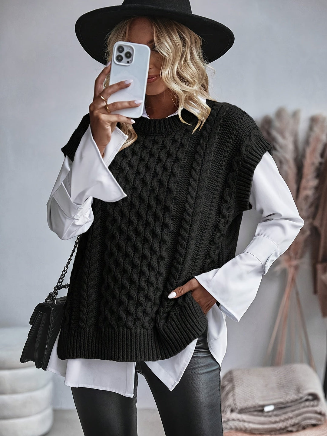 Cable-Knit Sweater Vest for Women, Cozy Style