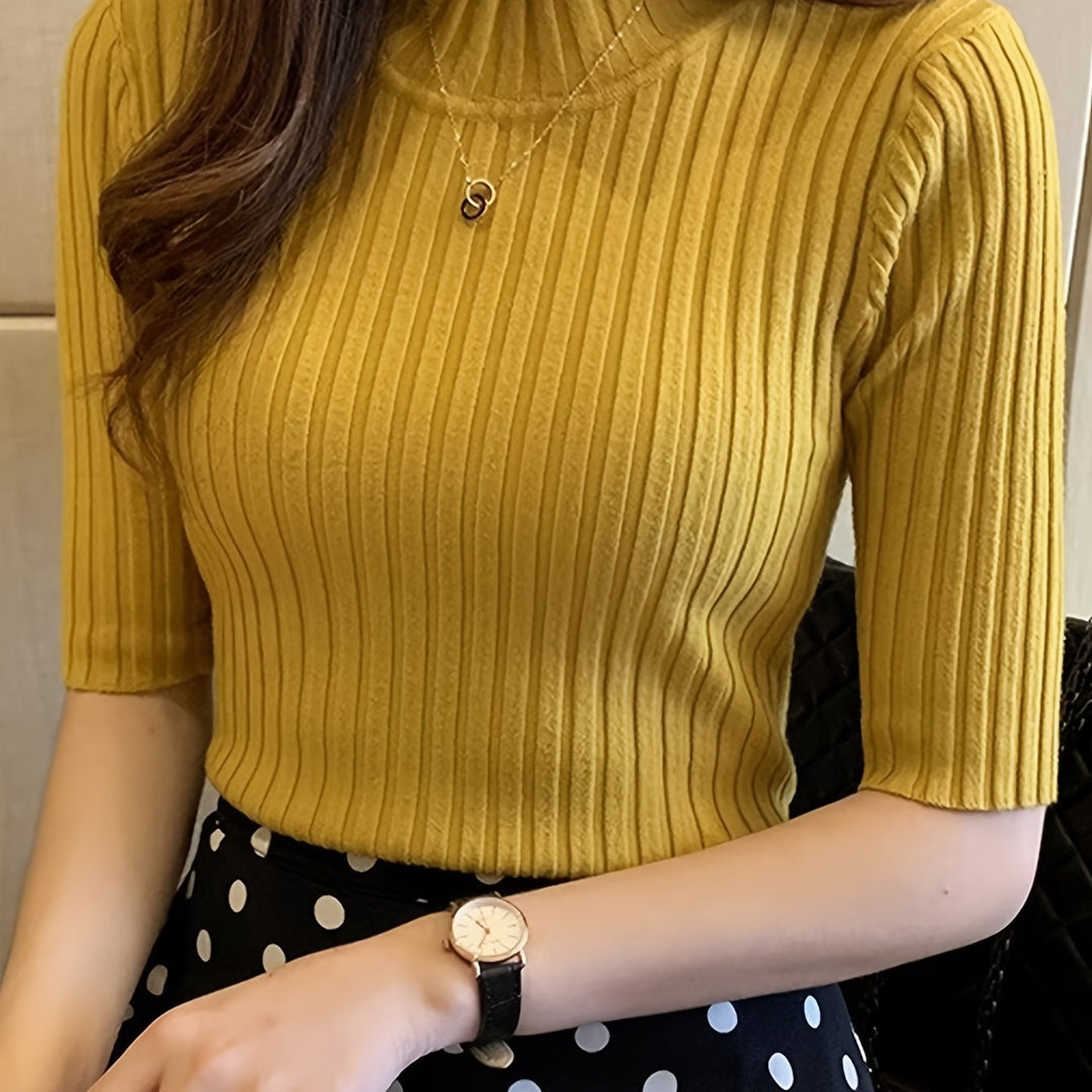 Ribbed Mock-Neck Top for Women