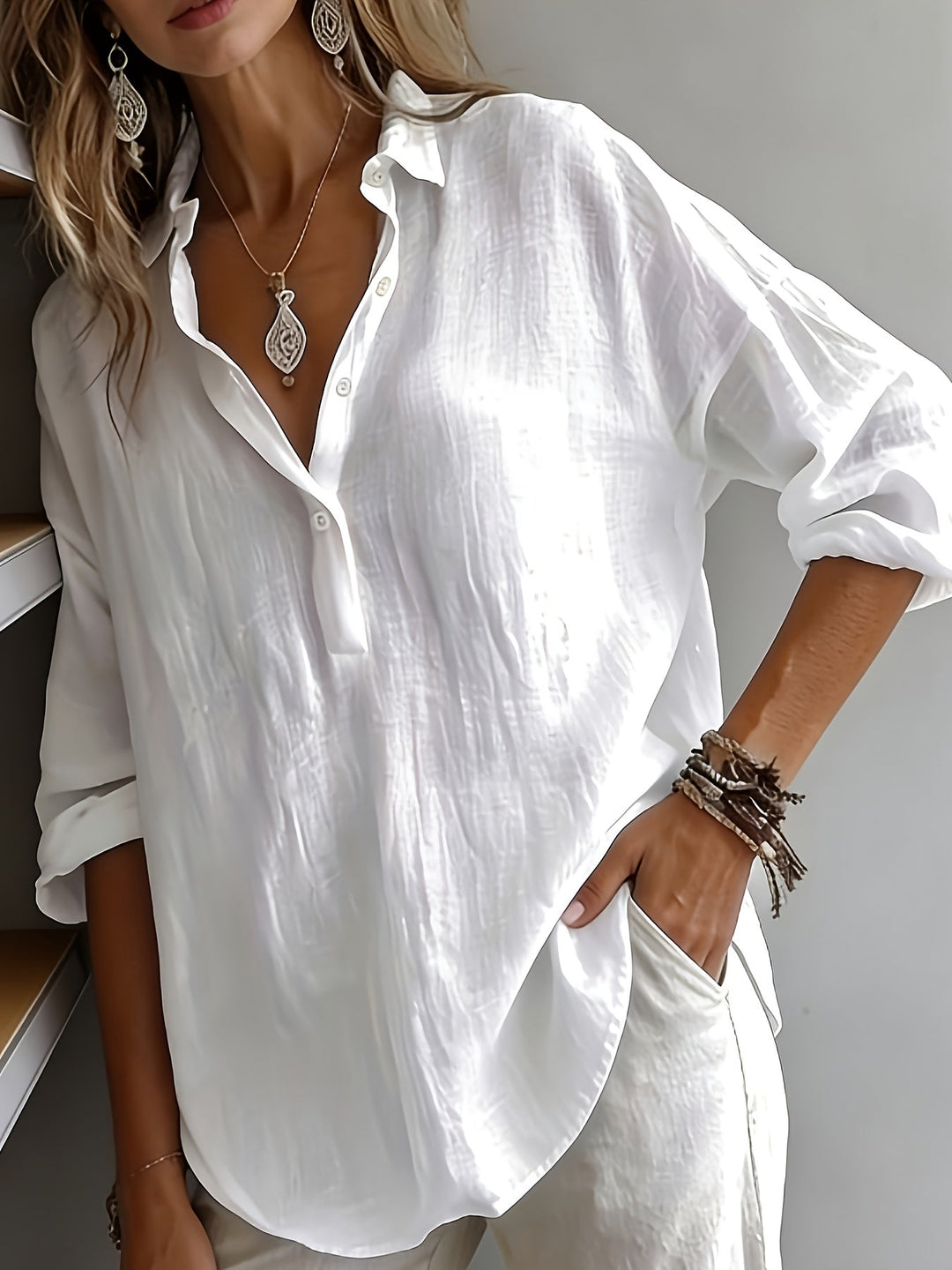 Collared Blouse for Women, Relaxed Style