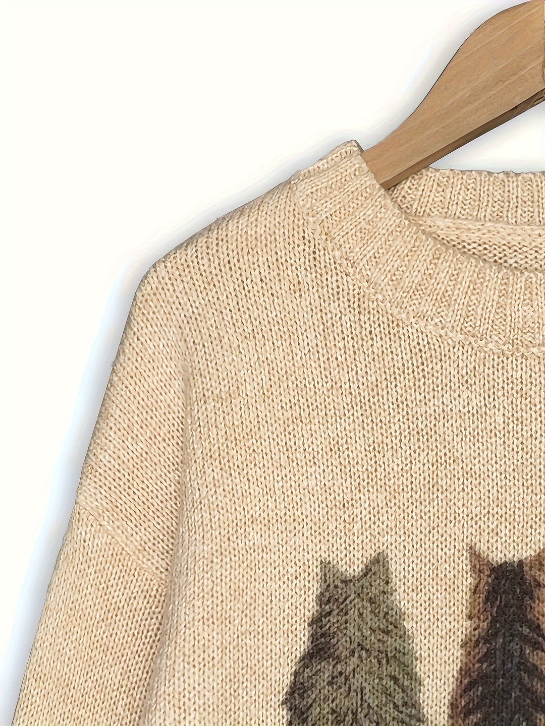 Cat-Print Sweater for Women, Cozy Style