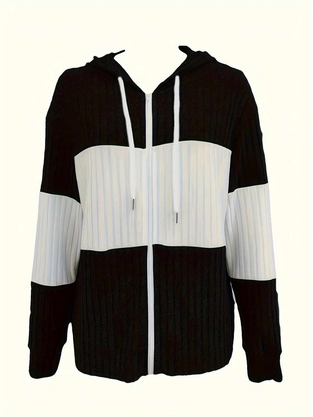 Color-Block Zip-Up Hoodie for Women, Cozy Style