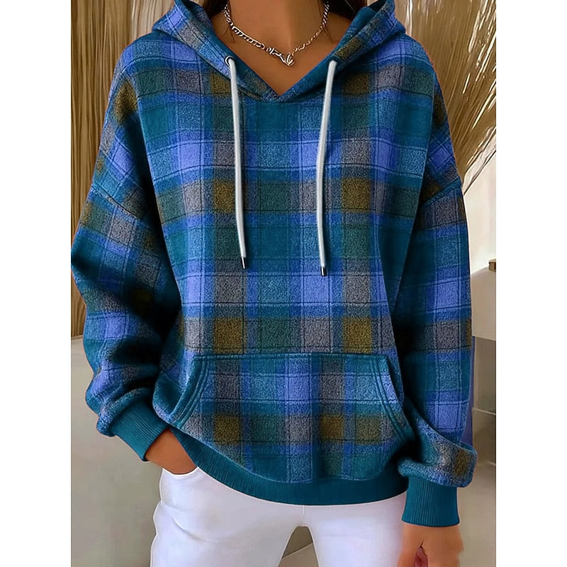 Checked Hoodie for Women, Cozy Style