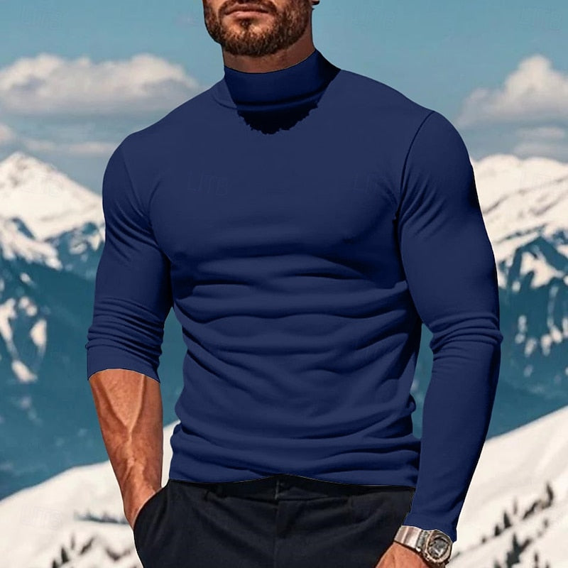 Mock Neck Long Sleeve Top for Men