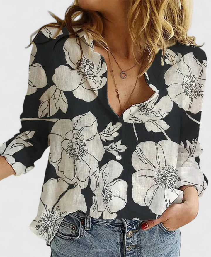 Button-Up Blouse for Women, Relaxed Style