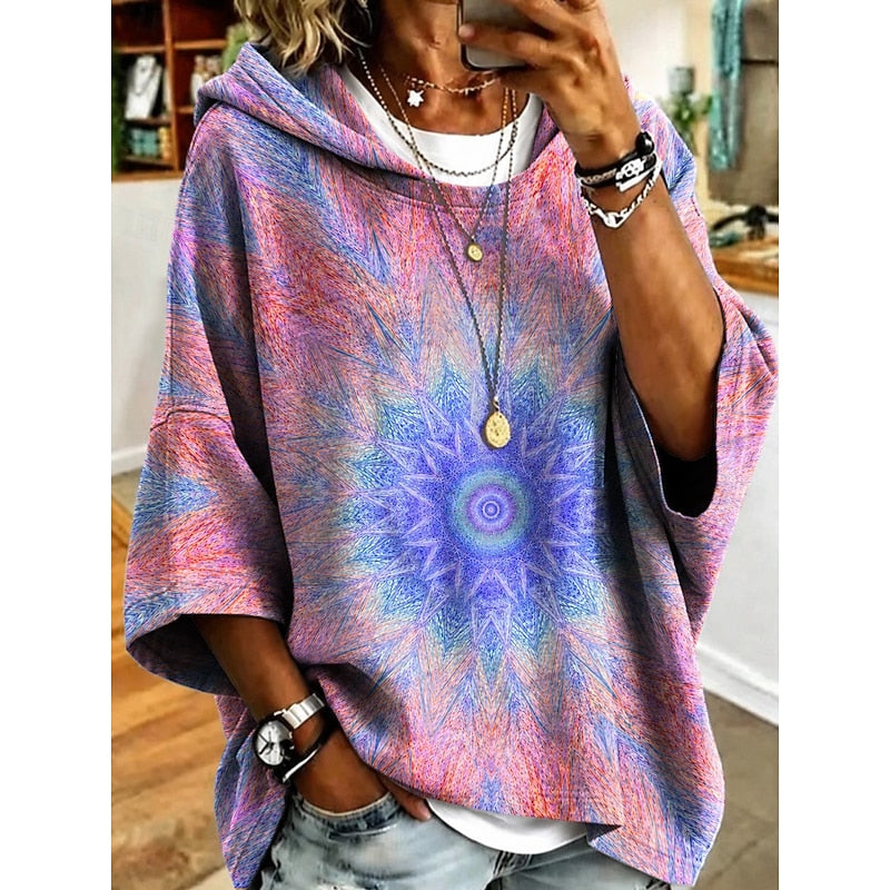 Floral Hooded Pullover Hoodie for Women
