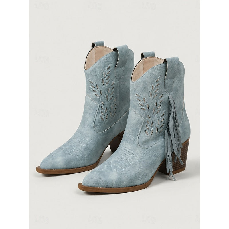 Tasseled Western Ankle Boots for Women