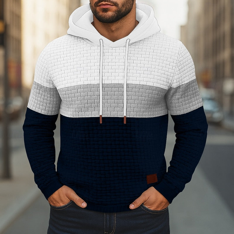 Men's Color-Block Textured Hoodie