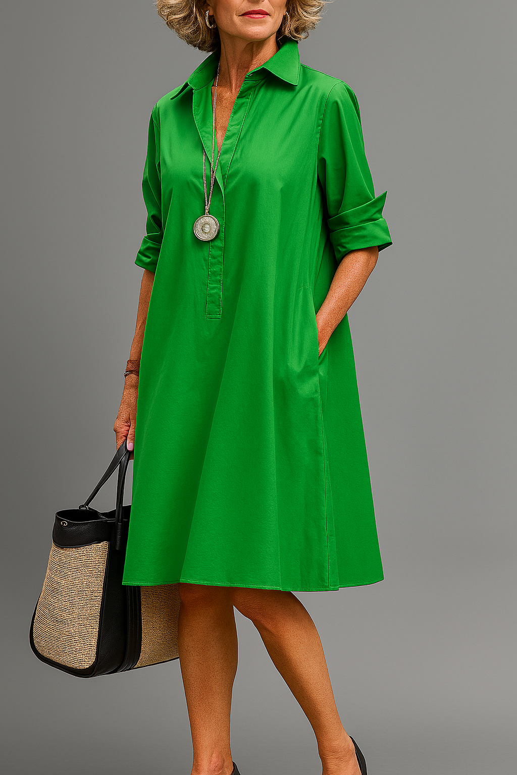 Sophisticated Pattern Midi Dress for Women, Plus Size