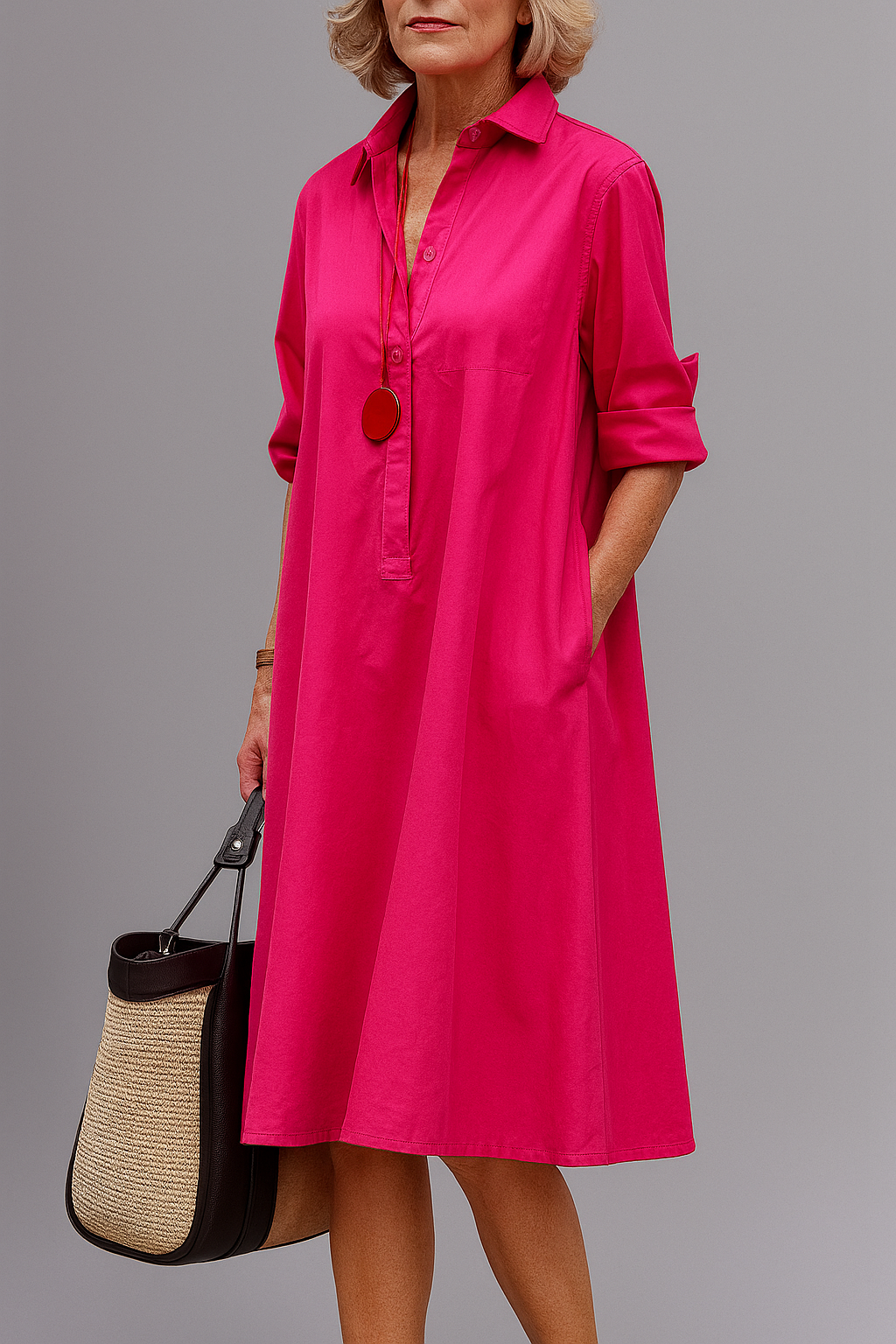 Sophisticated Pattern Midi Dress for Women, Plus Size