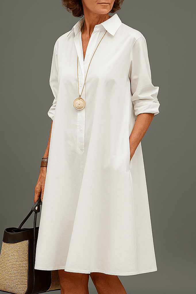 Plain Long Sleeve Dress for Women, Elegant Style