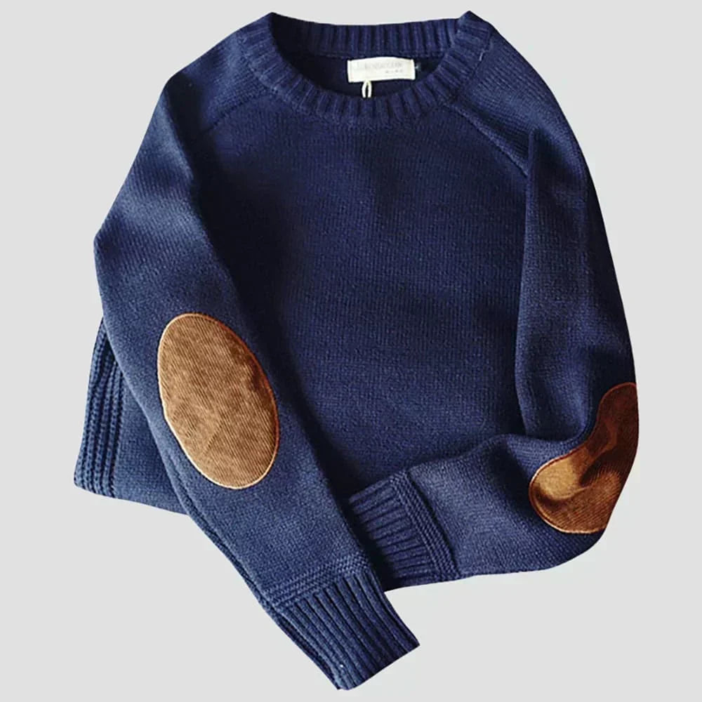 Classic Elbow-Patch Sweater for Men, Plus Size