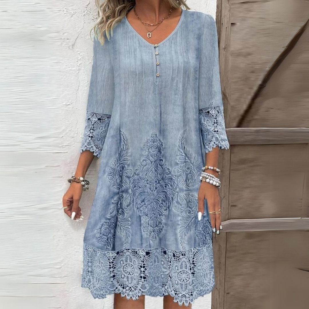 Lace-Trim Midi Dress for Women