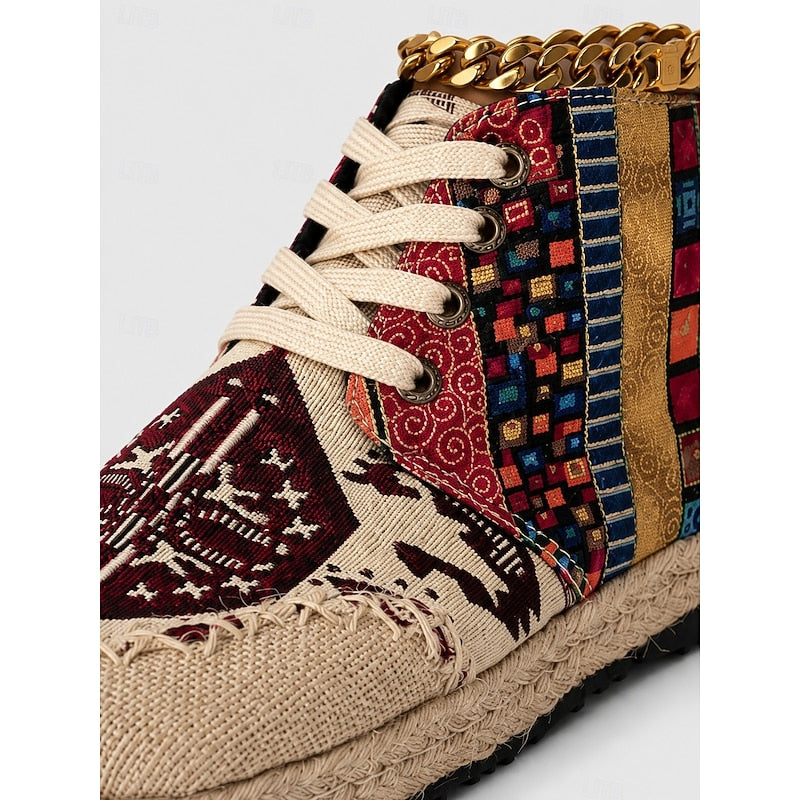 Ladies Boho Patterned High-Top Sneakers