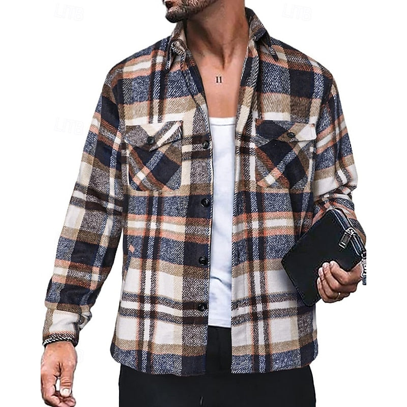Checked Shirt Jacket for Men, Rugged Style
