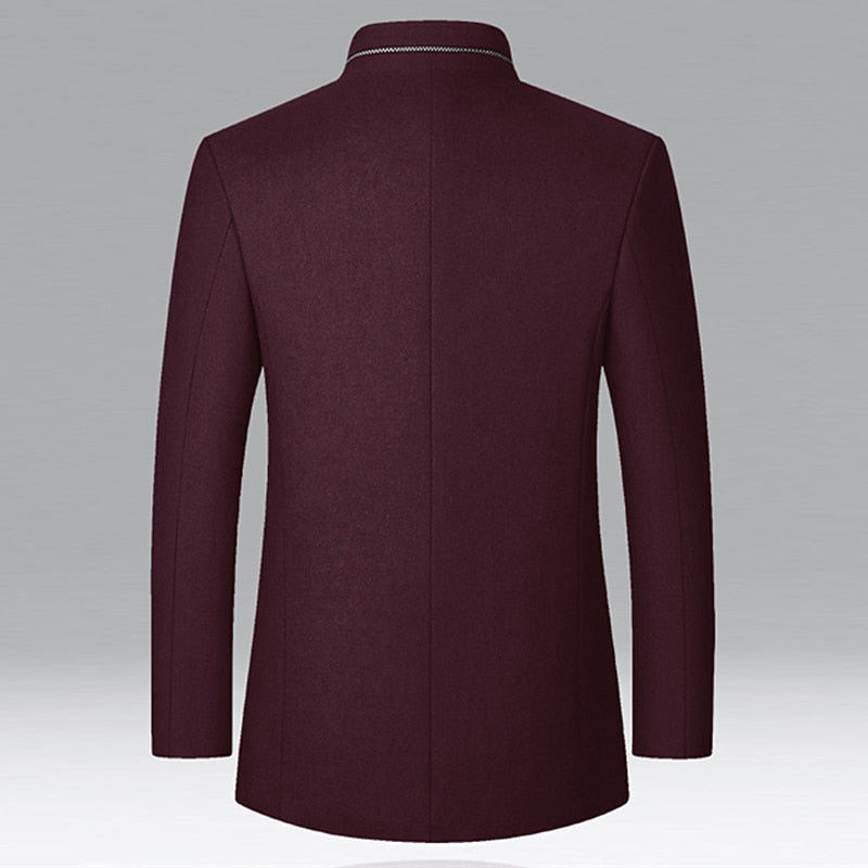 Stand-Collar Overcoat for Men, Refined Style
