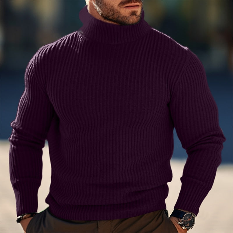 Ribbed Turtleneck Sweater for Men, Plus Size